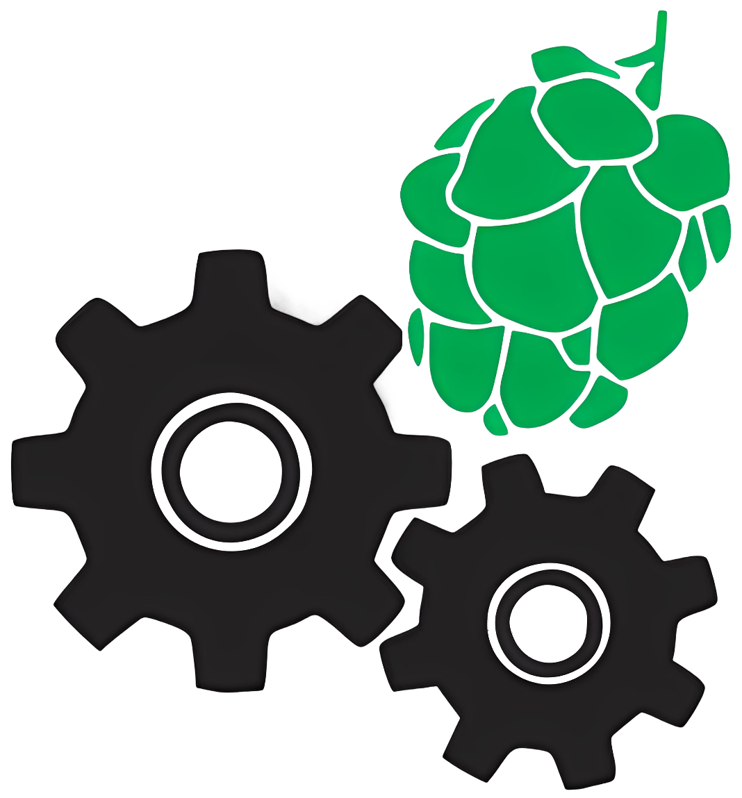 Meier Land- & Hopfentechnik Logo mit Zahnrädern und Hopfen